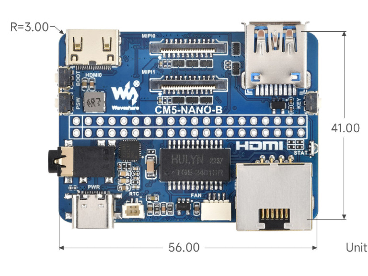 Nano Base Board (B) for Raspberry Pi CM5 (55x41mm) Waveshare Electronics
