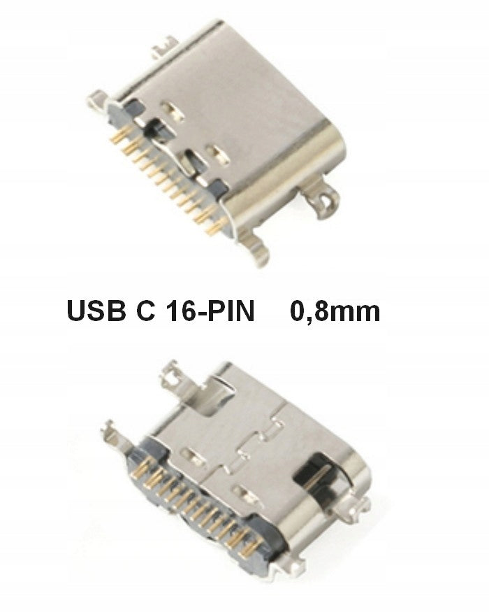 USB Type-C 16-Pin Receptacle (USB 2.0, 2-Leg Mid-Mount / Drop-In 073) RC-LIFE