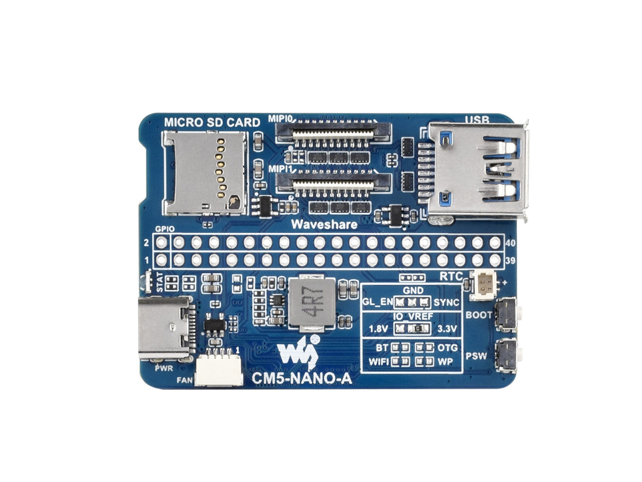 Waveshare CM5-NANO-A Expansion Board for Compute Module 5 (55x41mm) Waveshare Electronics