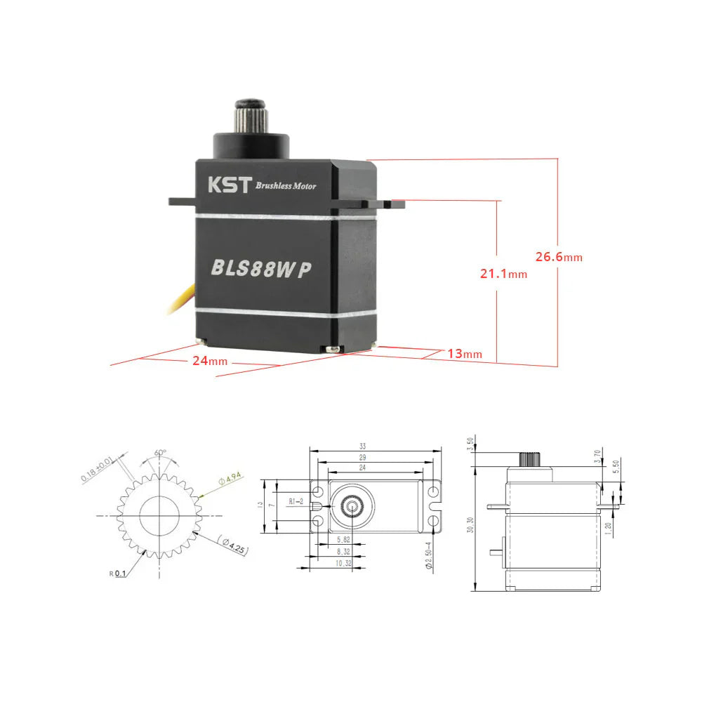 KST BLS88WP Waterproof Brushless Micro Servo 8.5kg.cm 0.07sec 8.4V